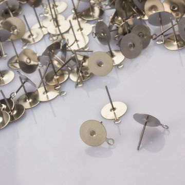 Sztyfty z talerzykiem do naklejania i podwieszania ze stali chirurgicznej w kolorze srebrnym 10mm