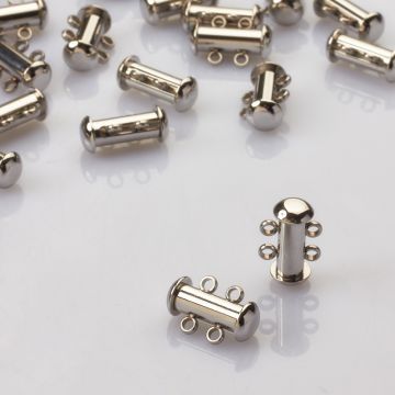 Zapięcie rozsuwane 2 sznurki ze stali chirurgicznej w kolorze srebrnym 15mm