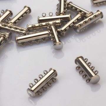 Zapięcie rozsuwane 4 sznurki ze stali chirurgicznej w kolorze srebrnym 25mm