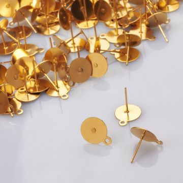 Sztyfty z talerzykiem do naklejania i podwieszania ze stali chirurgicznej w kolorze złotym 10mm