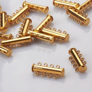 Zapięcie rozsuwane 4 sznurki ze stali chirurgicznej w kolorze złotym 25mm