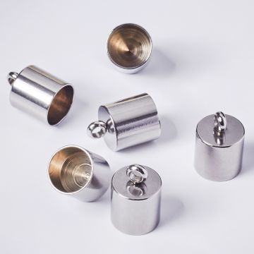 Końcówki do sznurków i rzemieni ze stali chirurgicznej w kolorze srebrnym 9mm