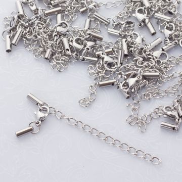 Zapięcia w zestawie ze stali chirurgicznej w kolorze srebrnym 2mm