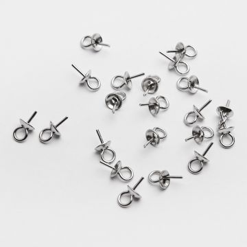 Krawatka czapeczka do kulkek ze stali chirurgicznej w kolorze srebrnym 4mm