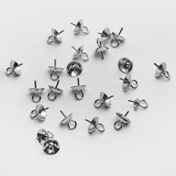 Krawatka czapeczka do kulkek ze stali chirurgicznej w kolorze srebrnym 6mm