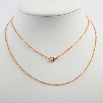 Łańcuszek ze stali chirurgicznej mini owal z zapięciem w kolorze złotym 75cm PVD