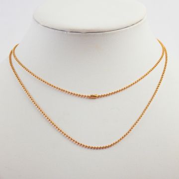 Łańcuszek ze stali chirurgicznej kuleczki z zapięciem w kolorze złotym 75cm