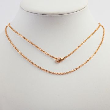 Łańcuszek ze stali chirurgicznej mini owal z zapięciem w kolorze złotym 45cm PVD