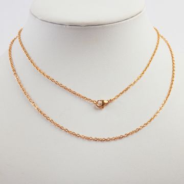 Łańcuszek ze stali chirurgicznej mini owal z zapięciem w kolorze złotym 75cm PVD