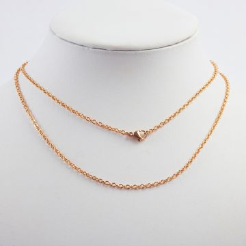 Łańcuszek ze stali chirurgicznej płaski owal z zapięciem w kolorze złotym 75cm