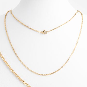 Łańcuch ze stali chirurgicznej owale spłaszczone z zapięciem w kolorze złotym 45cm PVD