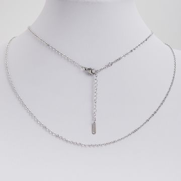 Łańcuszek ze stali chirurgicznej płaskie mini owale karbowane w kolorze srebrnym 50cm