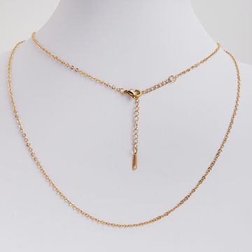 Łańcuszek ze stali chirurgicznej płaskie mini owale karbowanew kolorze złotym 50cm