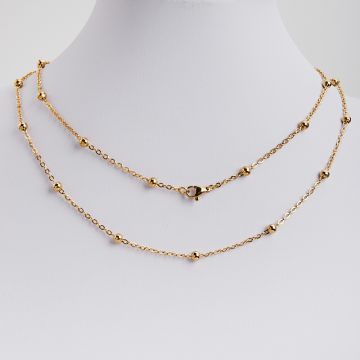 Łańcuszek ze stali chirurgicznej forza z kulkami w kolorze złotym 45cm