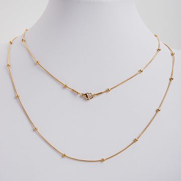 Łańcuszek ze stali chirurgicznej żmijka z kuleczkami w kolorze złotym 50cm