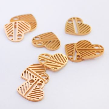 Mini zawieszka ze stali chirurgicznej celebrytka serce wycinane w kolorze złotym 9mm Mini zawieszka ze stali chirurgicznej celebrytka serce wycinane w kolorze złotym 9mm