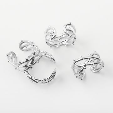 Pierścionek ze stali chirurgicznej regulowany fale z kuleczkami 20,5mm