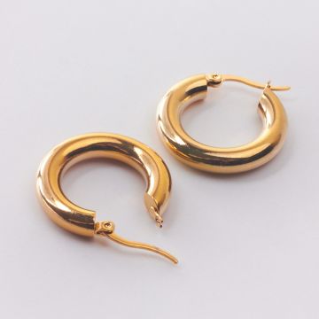 Kolczyki grube koła ze stali chirurgicznej w kolorze złotym 25,5mm