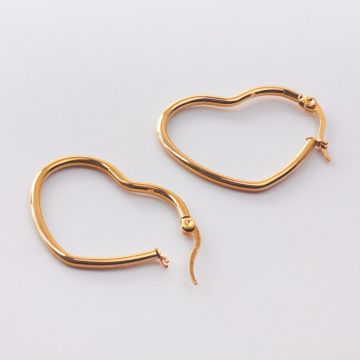Kolczyki serca ze stali chirurgicznej w kolorze złotym 30mm
