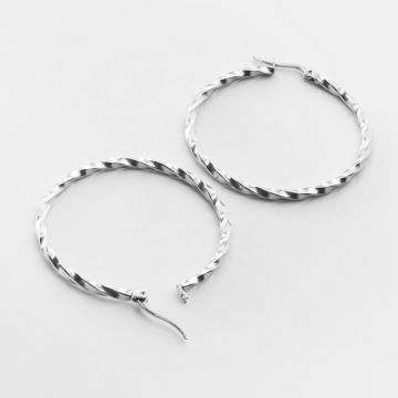 Kolczyki koła skręcane ze stali chirurgicznej w kolorze srebrnym 45mm