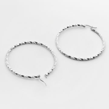 Kolczyki koła skręcane ze stali chirurgicznej w kolorze srebrnym 55mm