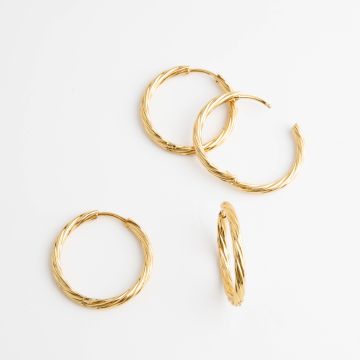 Kolczyki ze stali chirurgiczej skręcane koła w kolorze złotym 25mm