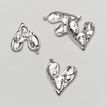Zawieszka ze stali chirurgicznej serce nieregularne w kolorze srebrnym 29mm