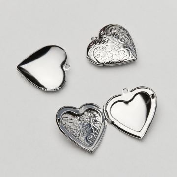 Zawieszka ze stali chirurgicznej sekretnik duże serce rzeźbione w kolorze srebrnym 29mm