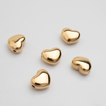 Koralik ze stali chirurgicznej serce w kolorze złotym 8,5x10mm  PVD