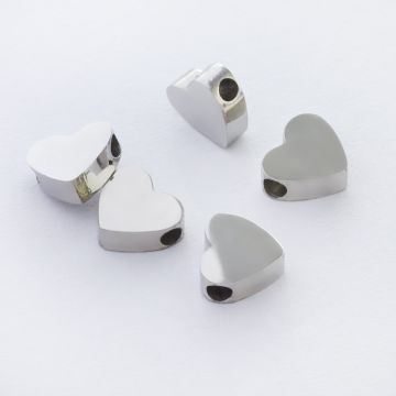 Koralik ze stali chirurgicznej serce kolor w kolorze srebrnym 5,5mm