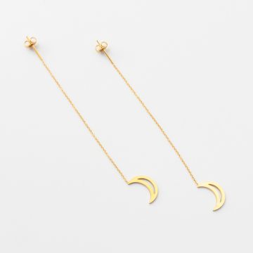 Kolczyki wiszące ze stali chirurgicznej księżyce w kolorze złotym 15cm