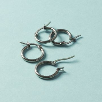 Kolczyki koła ze stali chirurgicznej w kolorze srebrnym 14,5mm