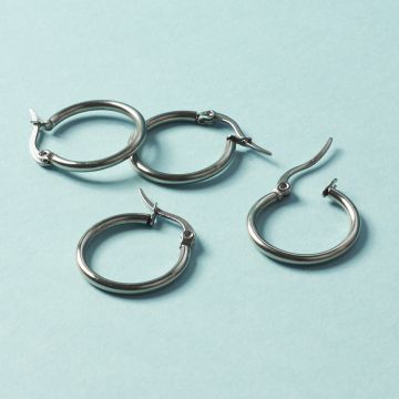 Kolczyki koła ze stali chirurgicznej w kolorze srebrnym 19mm