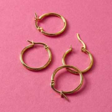 Kolczyki koła ze stali chirurgicznej w kolorze złotym 19mm