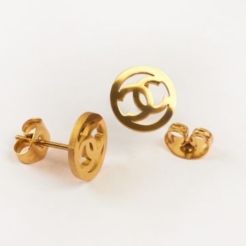 Kolczyki ze stali chirurgicznej wzorek w kolorze złotym 8mm