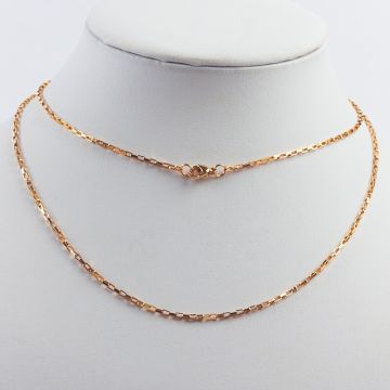 Łańcuszek ze stali chirurgicznej rolo podłużny z zapięciem w kolorze złotym 46cm