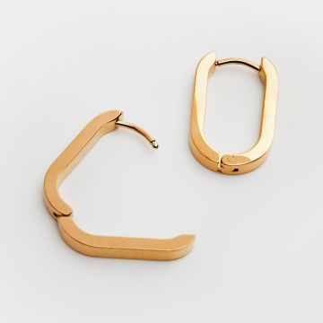 Kolczyki kajdanki ze stali chirurgicznej owale w kolorze złotym 20mm