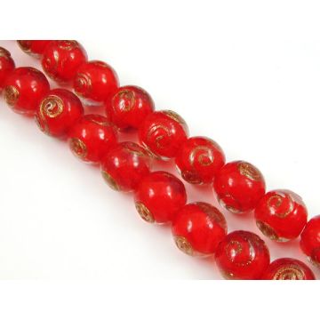 Szkło weneckie lampwork kulka czerwona 14mm