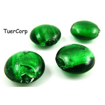 Szkło weneckie krążek zielony 20mm