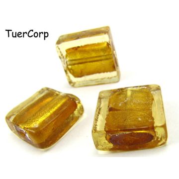 Szkło weneckie kwadrat złoty 15mm