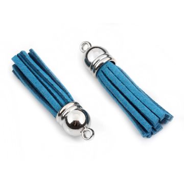 Chwost z rzemienia zamszowego w srebrnym okuciu morski 4cm