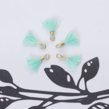 Mini chwosty w złotym okuciu miętowy 11mm