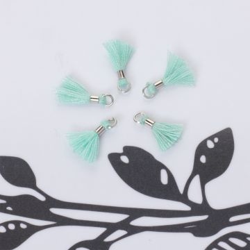 Mini chwosty w srebrnym okuciu miętowy 10mm