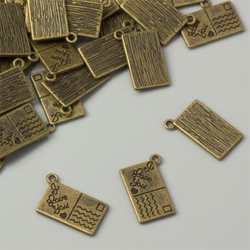 Zawieszka pocztówka 'I love you' antyczna 20x13mm