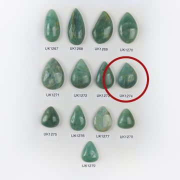 Amazonit kaboszon regularny łezka 30,5mm