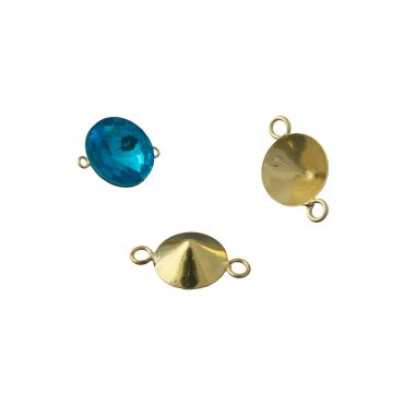 Baza do rivoli z dwoma oczkami kolor złoty 10mm