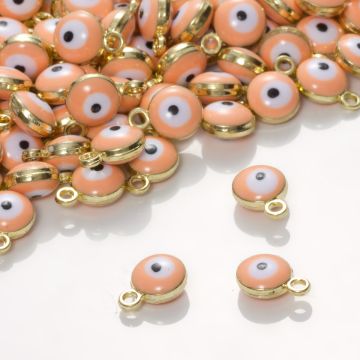 Zawieszka emaliowana oczko brzoskwiniowe 7mm