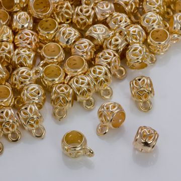 Krawatka z pacyfką do rzemieni w złotym kolorze 10mm