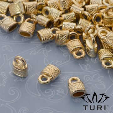 Końcówka do rzemieni kłódka w złotym kolorze 4x2mm