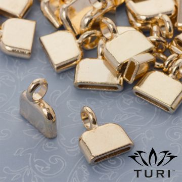 Końcówka do rzemieni szeroka w złotym kolorze 12x1.5mm